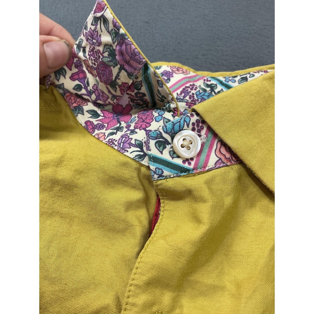 Robert Graham Shirt Mens M Yellow Floral Embroidered Button Up Long Sleeve‎ - Picture 3 of 10